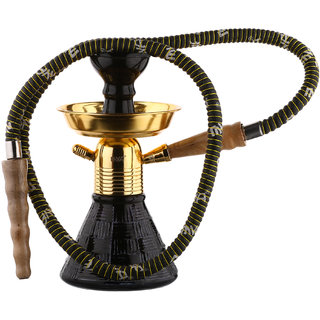 Metier Presents MYA 9 Inch Tall Glass Smoking Hookah with Metal Plate/AshCatcher and Ceramic Chillum/Bowl.