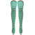 Neska Moda Women Green And White Striped Cotton Thigh High Stockings