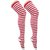 Neska Moda Women Red And White Striped Cotton Thigh High Stockings
