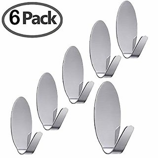 Buy Dy 6pcs Stainless Steel Wall Mountable Adhesive Wall Hooks For