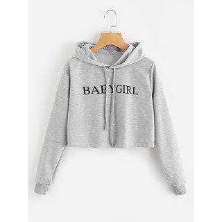 Raabta Grey Baby Girl Hooded Pullover Sweatshirt