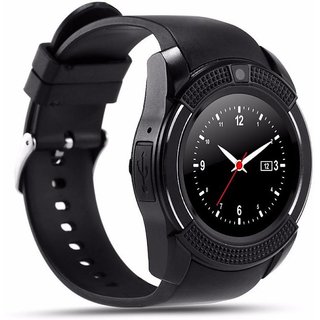 Statusbright Bluetooth V8 Android with 0.3M Camera MTK6261D Micro Sim TF card MP3 Smartwatch Black Strap Free Size