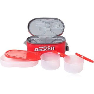 Milton Double Decker 3 Containers Lunch Box , Red