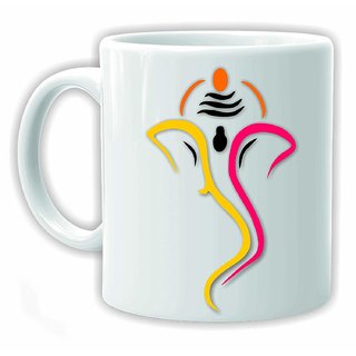 Buy Ezellohub Fancy Designer Ganesh Chaturthi Gift Sri Ganesh Face Design White Printed Mug Online 325 From Shopclues