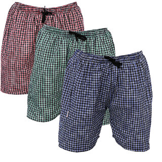 BMK Checkered Cotton Mix Boxer ShortsMulticolored Pack of 3