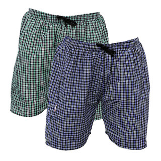 BMK Checkered Cotton Mix Boxer ShortsMulticolored Pack of 2