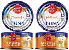 Golden Prize Tuna Chunk In Soyabean Oil 185 Gms Each - Pack of 2 Units