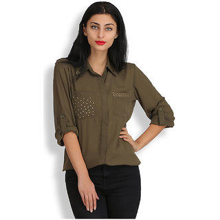 Buy Hoi Polloi By Favish Women S Embellish Shirt Olive Green