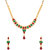 Voylla Traditional Gold Plated Necklace Set With Red And Green Color Stones For Women