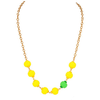 Voylla Necklace with textured contrasting green; yellow beads For Women