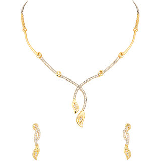 Voylla Gold Plated Striking Necklace Set Studded With Cz Stones For Women
