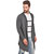PAUSE Grey Solid Cotton Round Neck Slim Fit Full Sleeve Men's Knitted Shrug