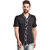 PAUSE Black Solid Cotton Round Neck Slim Fit Short Sleeve Men's Knitted Shirt