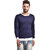 PAUSE Navy Solid Cotton Round Neck Slim Fit Full Sleeve Men's Knitted T-Shirt