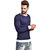 PAUSE Navy Solid Cotton Round Neck Slim Fit Full Sleeve Men's Knitted T-Shirt
