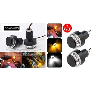 Buy Handle Bar End Lights Dual Colour White And Orange For Honda