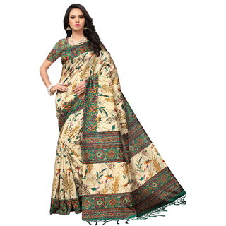 Glamour Beige Art Silk Embellished Saree With Blouse