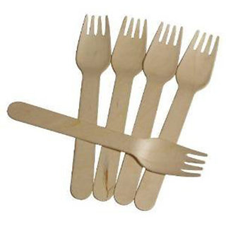 READ EAGLE Disposable Wooden Fork for Parties BBQs Picnics and Events (5.5 Inch Brown)- Pack of 50