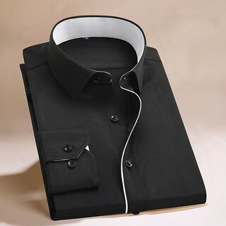 US Pepper Designer Black and White Lining Regular Fit Casual Shirt