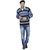 Christy's Collection Striped V-Neck Casual Blue Men's Sweater
