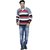 Christy's Collection Striped V-Neck Casual Mahroon Men's Sweater