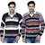 Christy's Collection Striped V-Neck Casual BrownMahroon Men's Sweater
