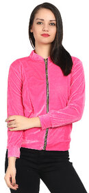 Raabta Fashion Women Pink Velvet Casual Jackets