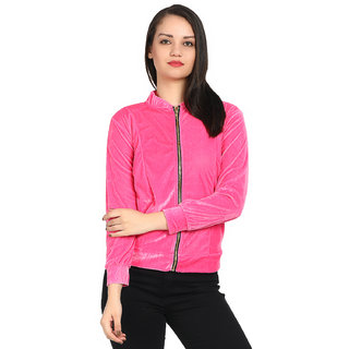 raabta velvet semi jacket winter pink baby