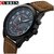Curren Round Dial Brown Leather Strap Men Analog Watch for Men