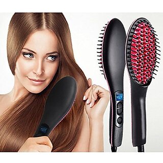 Professional Electric Hair Straightener Brush with Temperature Control and Digital Display Brush For Women