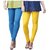 Dark Blue/Yellow Cotton Leggings For Womens - Pack of 2