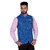 OORA  Men's Blue Color Woven Cotton Blend Nehru and Modi Jacket Ethnic Style Bandhgala For Party Wear