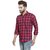 Pacman Red Checkered Smart Slim Fit Mens Formal Cotton Shirt SHFS0137