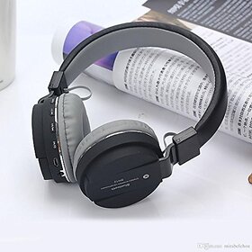 SH-12 Wireless/Bluetooth Headphone with FM and SD Card Slot with Music and Calling Controls (Black)