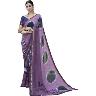 Ashika Shaded Purple Georgette Printed Party Wear Saree for Women with Blouse Piece