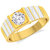 Sukai Jewels Center Single Solitaire Gold Plated Alloy & Brass Cubic Zirconia Finger Ring for Men [SFR950G]
