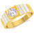Sukai Jewels Center Single Solitaire Gold Plated Alloy  Brass Cubic Zirconia Finger Ring for Men SFR950G