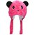 Tumble Light Magenta Animal Face Baby Fur Winter Cap with Tie Knot (12-18 Months)