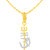 Sukai Jewels Trishul Damru Gold Plated Alloy  Brass Cubic Zirconia god Pendant with Chain for Women  Men SGP1119G