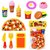 SHRIBOSSJI Fast Food Toy Pizza Cutting Pretend Play Set With Chopping Board, knife and Fork
