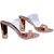 AnShe Girls / Women's Velvet Leather Peep Toe and Transparent Band  4 inch Block Heel with Mirror Covering Fashi