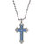 Men Style Lord's Prayer Bible Cross  Silver And Blue  Stainless Steel 00 Pendant Necklace For Men And Women