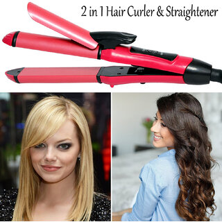 Buy 2in1 Solid Ceramic Professional Hair Curler Curling Iron Rod Hair  Straightener Flat Iron Anti-Static Styling Roller 35W Online - Get 76% Off