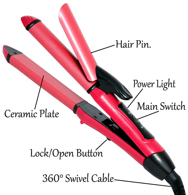 Buy Professional 2in1 Solid Ceramic Anti-Static Hair Straightener Curling Iron  Hair Curler Rod Flat Iron Waver Maker 35W Online - Get 78% Off