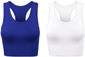 The Blazze Women's Cotton Racerback Basic Crop Tank Tops