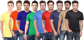 CONCEPTS Men's Multicolor Solid Round Neck T-Shirt (Pack of 9)