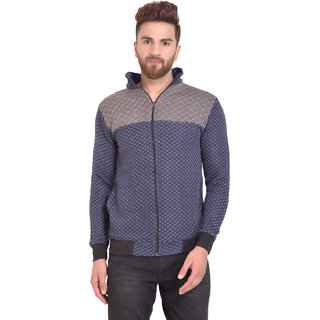 Download Buy PAUSE Blue Self Design Zip Mock Slim Fit Full Sleeve ...