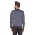 PAUSE Blue Self Design Zip Mandarin Slim Fit Short Sleeve Men's Bomber Jacket