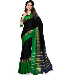 Ashika Tussar Silk Black Woven Banarasi Saree for Women