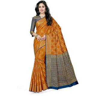 Ashika Cotton Silk Woven Golden Brown Festive Saree for Women with Blouse Piece